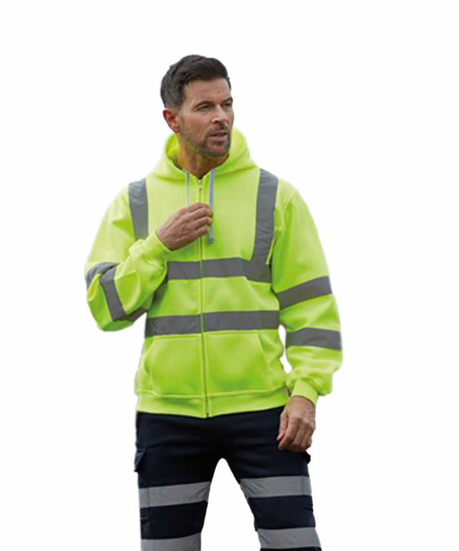 Custom Printed Hi Vis Hooded Sweatshirt